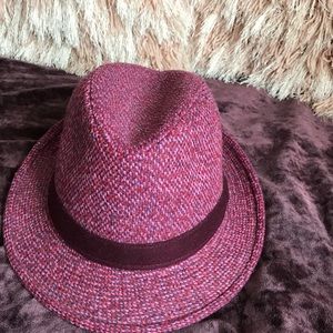 Pink red purple wool fedora hat